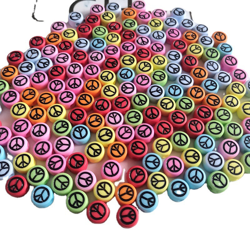 100pcs/paquete al por mayor 4*7 mm acrílico colorido de signo de paz cuentas